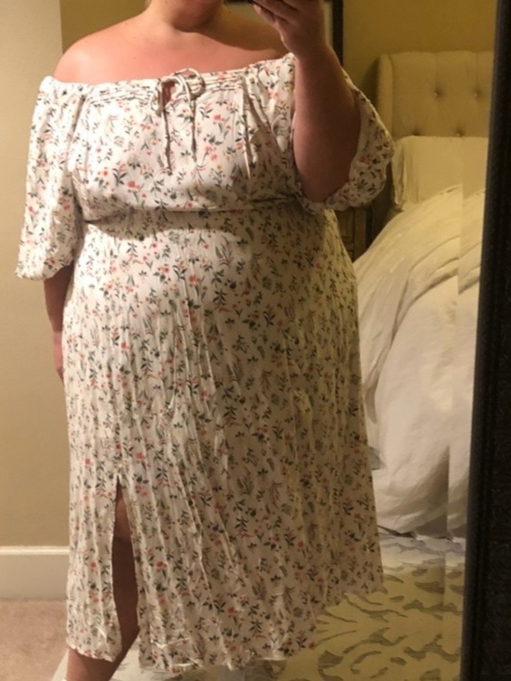 Floral Puff Sleeve Midi Dress